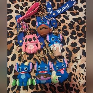 Stitch Pink and Blue Silicone Keychain Set